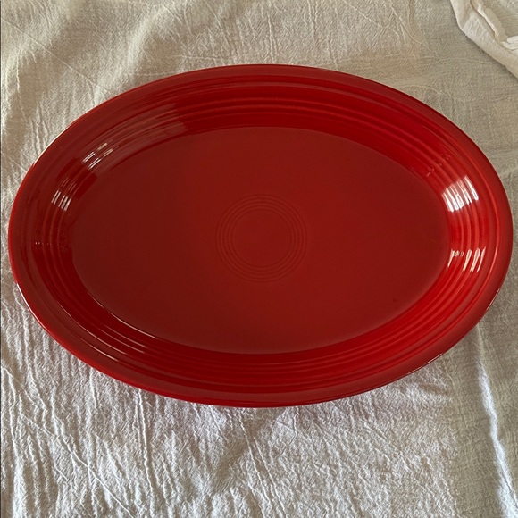 Vintage Fiestaware 13.5” x 9..5” Scarlet Red Oval Platter Homer Laughlin USA EUC - Picture 1 of 5